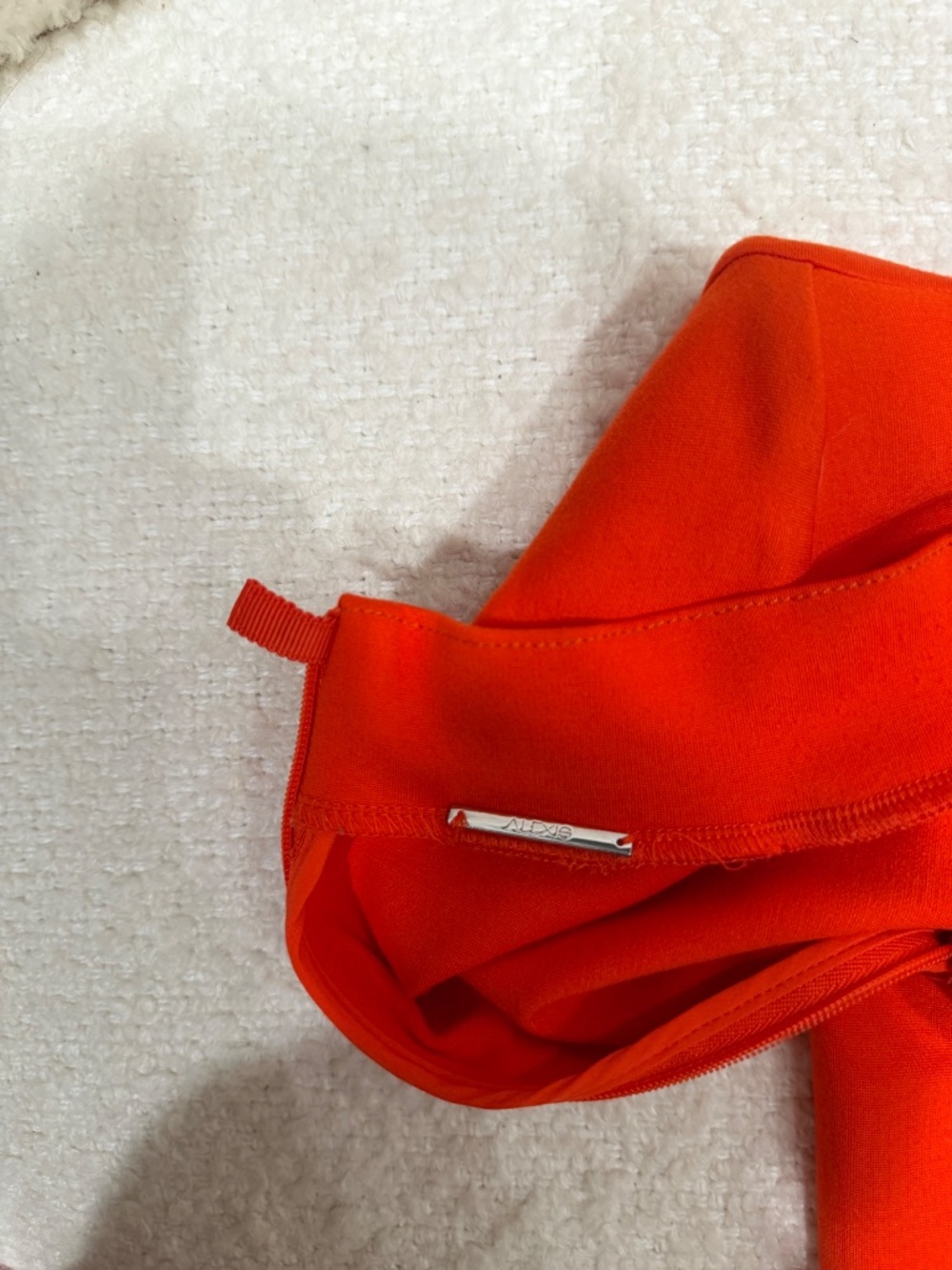 Alexis Orange Mock Neck Long Sleeve Mini Dress Wrap Tie Waist Bodycon - Picture 3 of 3